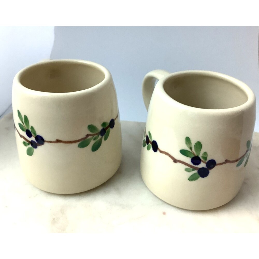 Handmade Emerson Creek Pottery 2 Coffee Mugs Set Floral Bedford VA